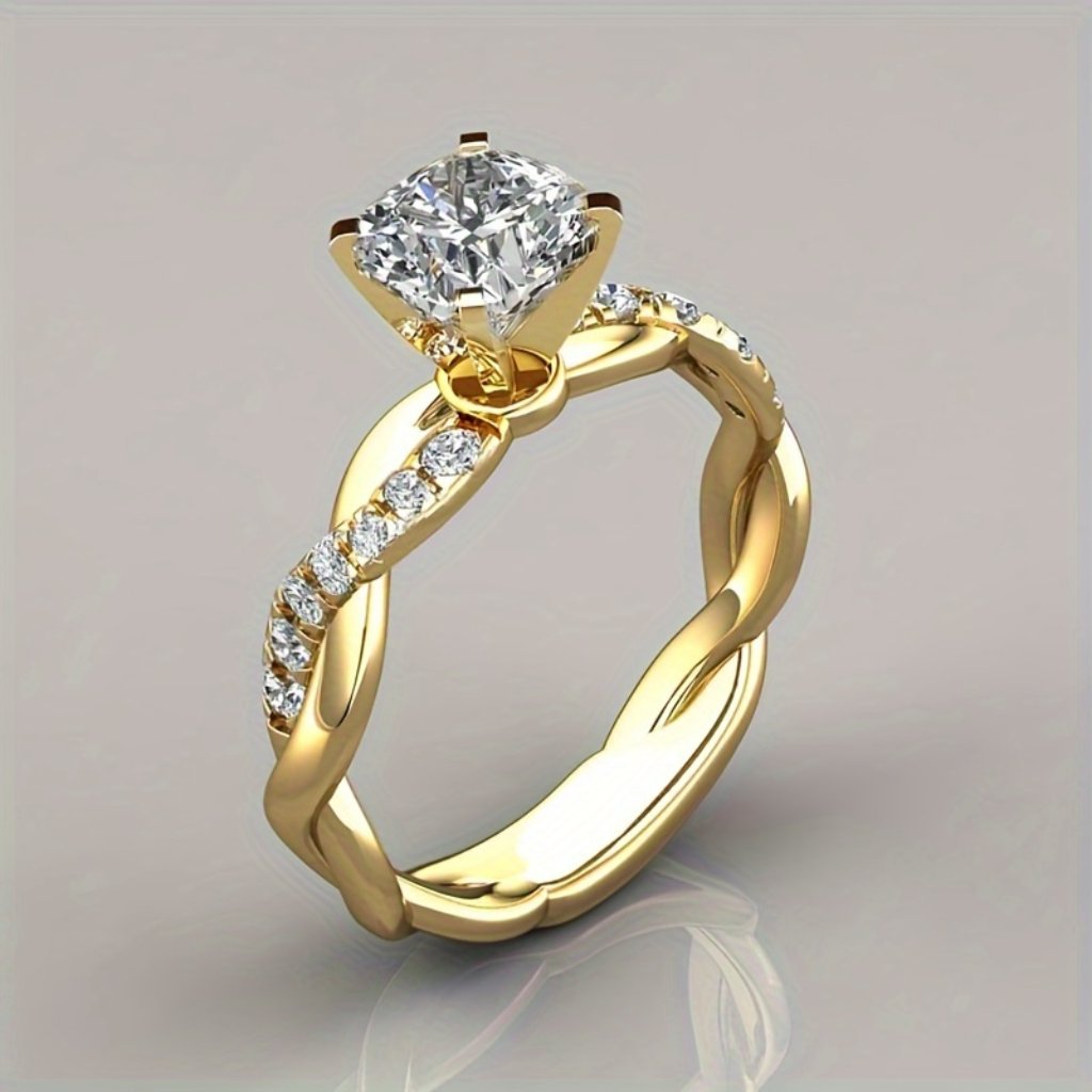 Golden Elegant Cubic Zirconia Women's Ring